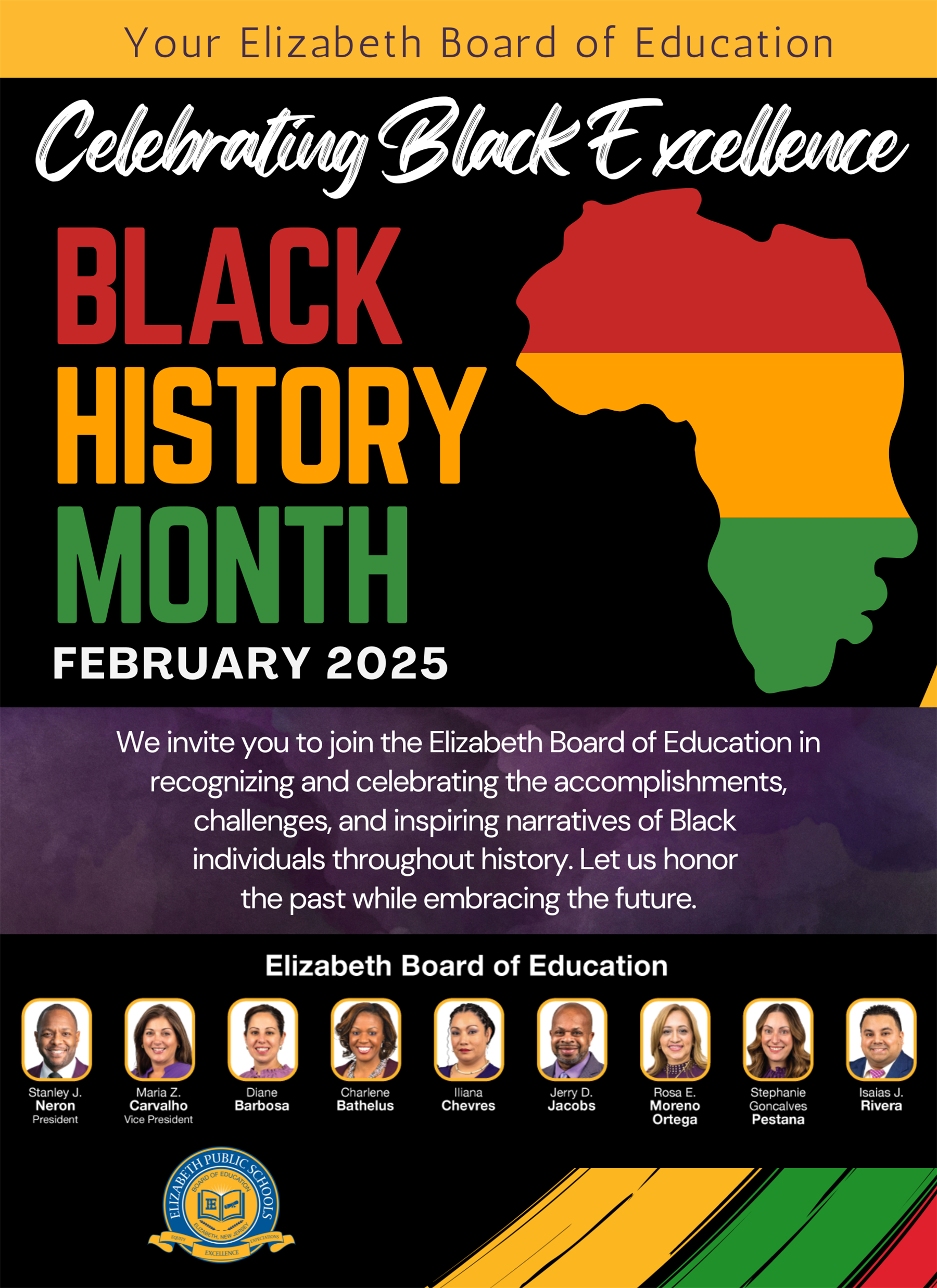 The Elizabeth Board of Education celebrates Black History Month and Black Excellence