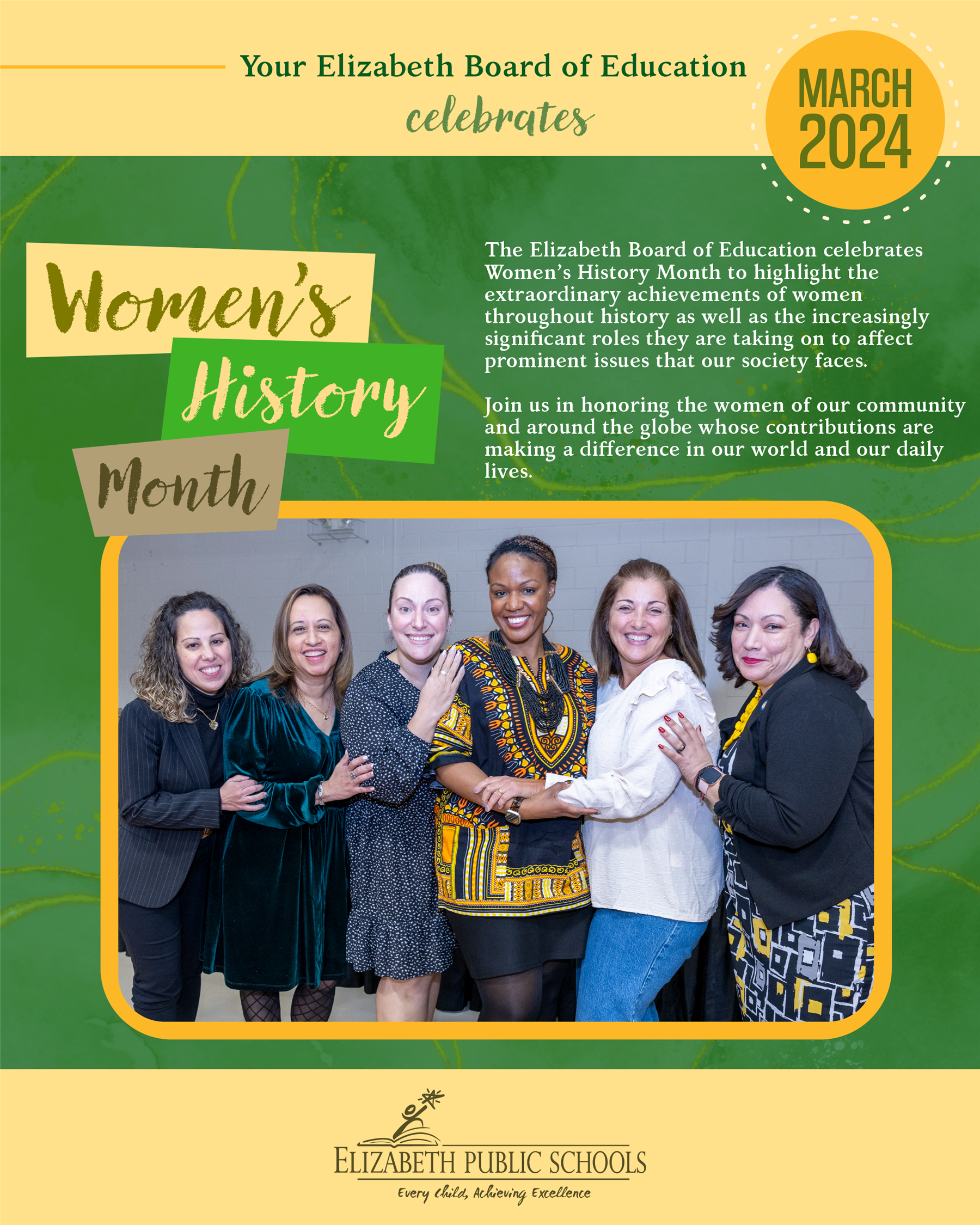 The Elizabeth Board of Education Celebrates Women's History Month