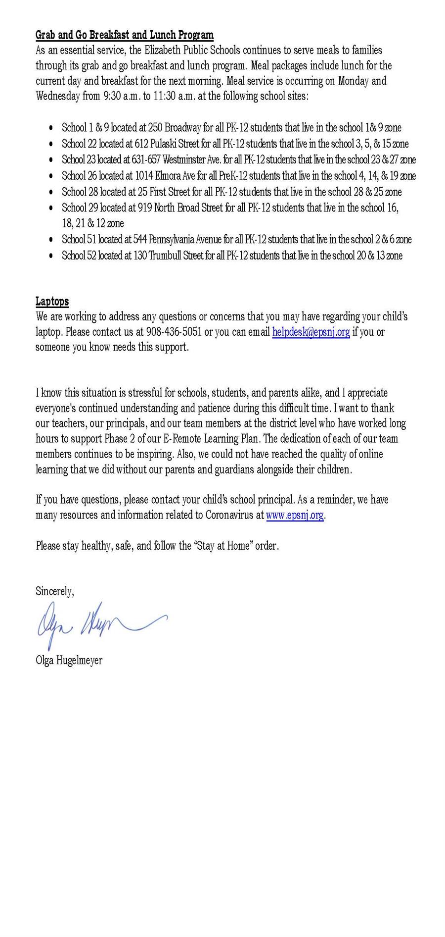 Letter to Community- Coronavirus Update- 4-16-202 