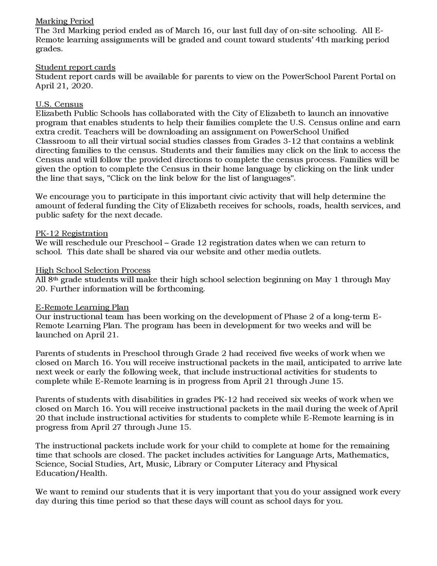 Letter to Community- Coronavirus Update- 4-9-20 2 