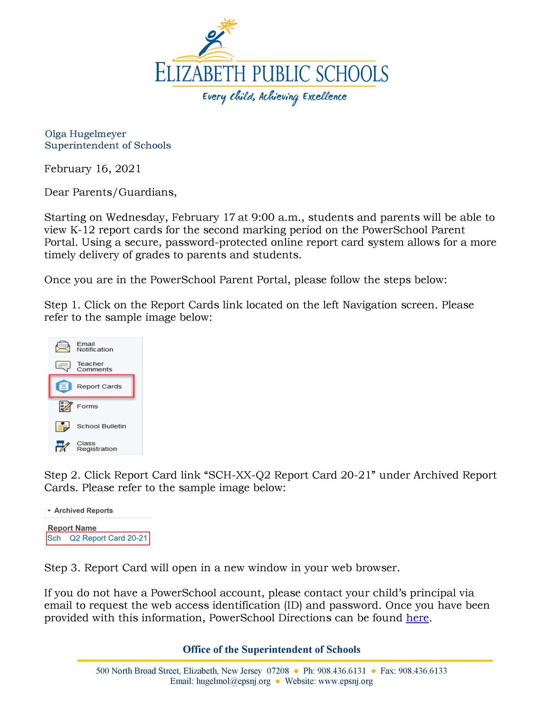 Letter to Parents-Guardians- Second Marking Period Report Cards Available on PowerSchool- 2-16-21_Page_1 