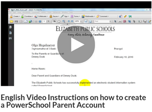English Video Instructions on How to Create a Powerschool Parent Account 